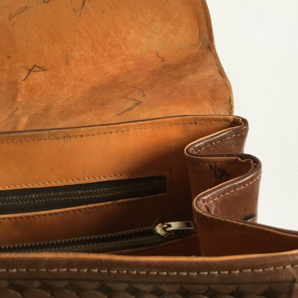 Vintage Avelar's Hand Tooled Floral Leather Handbag Bag Purse - Picture 12 of 13